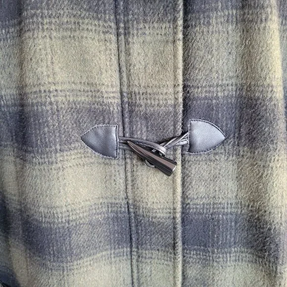 LAST CALL -Weatherproof Green Plaid Vegan Leather Mid Length Coat (Size: L) - Picture 10 of 16